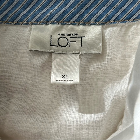 Ann Taylor Loft Linen White Jacket Pockets Buttons XL - Picture 3 of 4